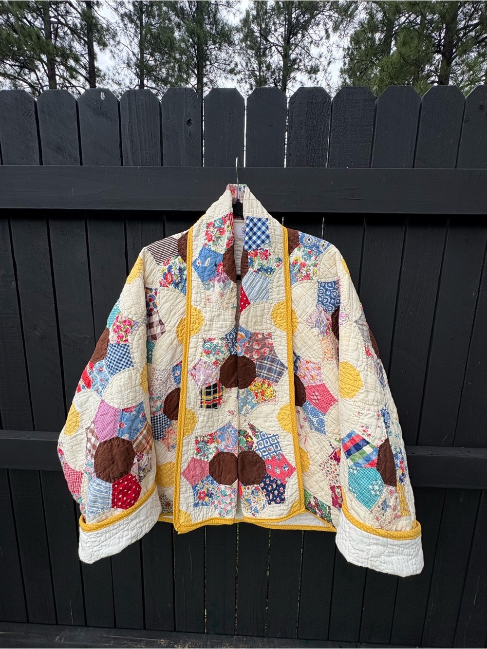 Vintage Woman’s Patchwork Cocoon Style Quilted  Jacket in Multicolor,Handmade